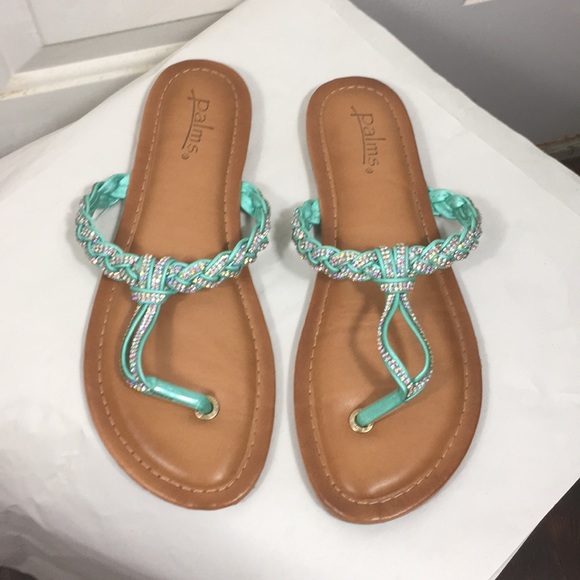 Palms Shoes - Palms Rhinestone mint green sandals with gems